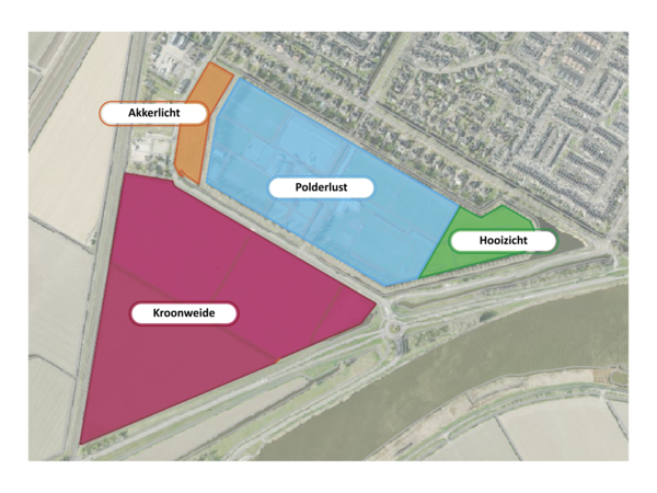 plattegrond van gebiedsontwikkeling Randweg, selectie Hooizicht